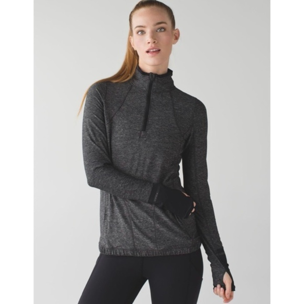 Lululemon Pace Pusher 1/2 Zip Pullover Heathered Black